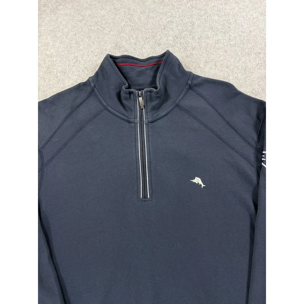 New England Patriots Tommy Bahama Stitched 1/4 Pullover Sweater (Men's XL)‎ Blue